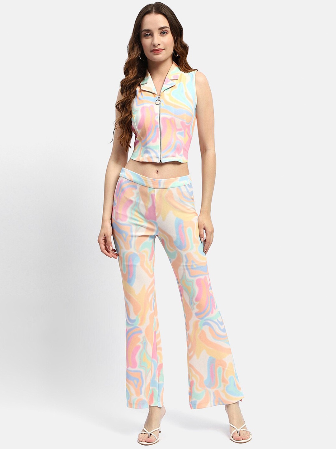 

Madame Printed Crop Top With Trousers, Orange