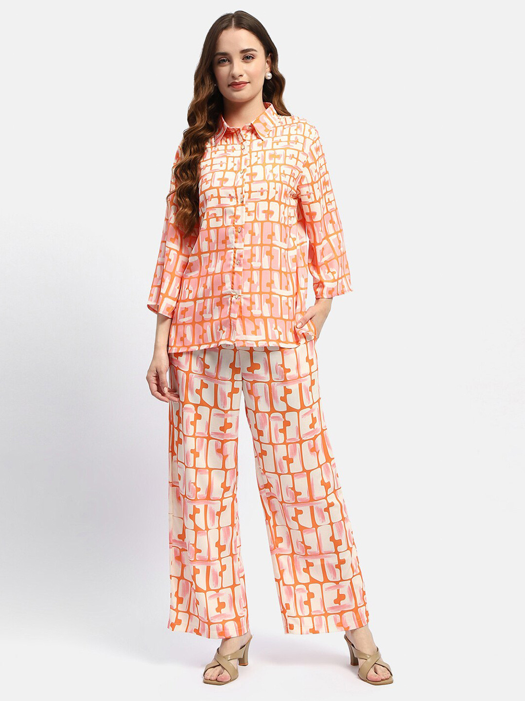 

Madame Printed Shirt With Trousers, Orange