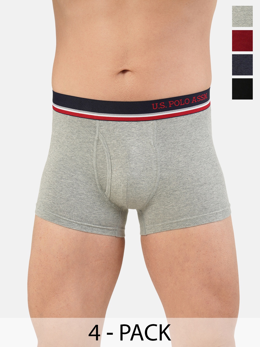 

U.S. Polo Assn. Pack of 4 Trunks 15823114-1-15823124-1, Grey melange