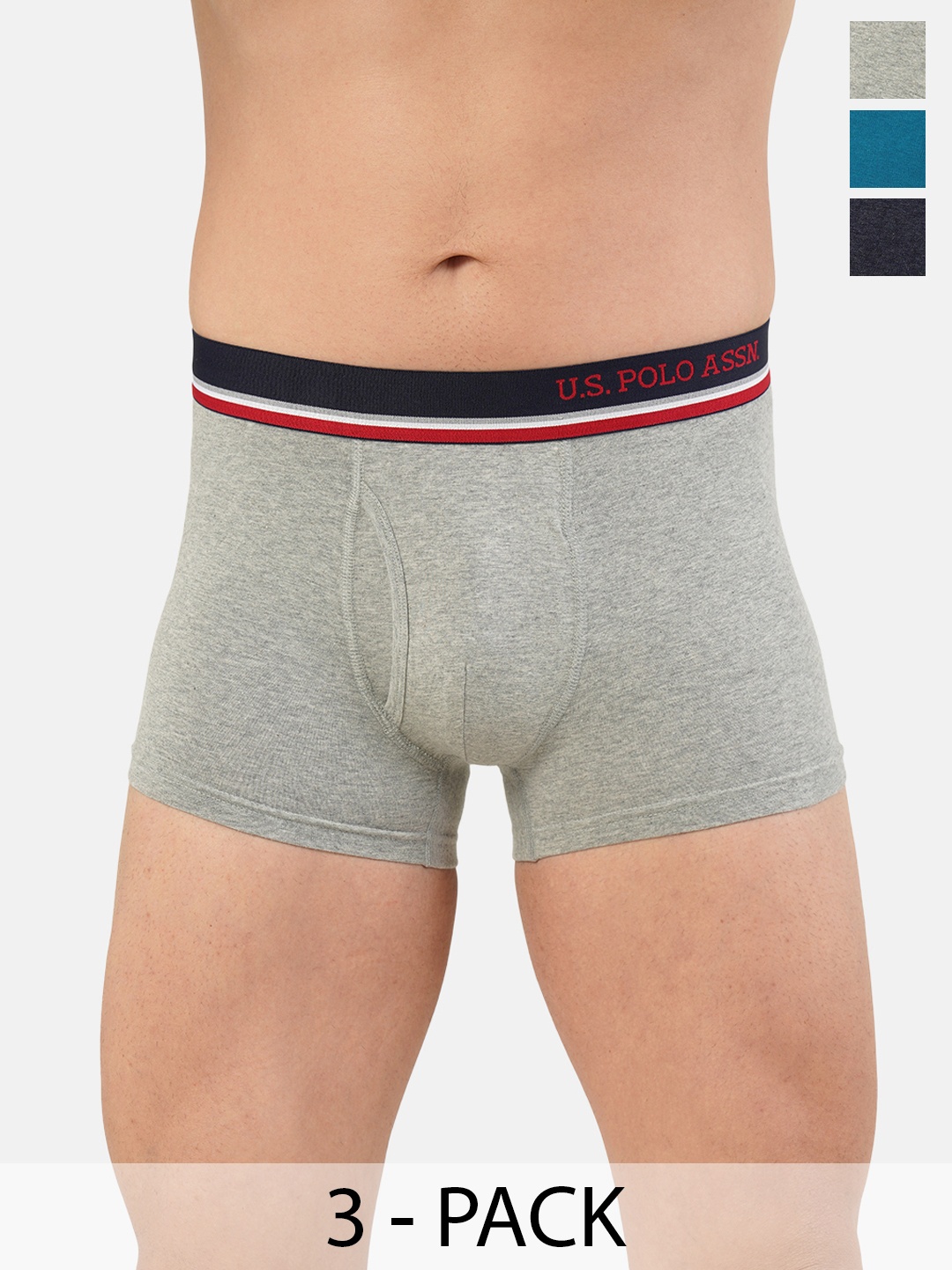 

U.S. Polo Assn. Pack of 3 Trunks 19484922-1-15823114-1, Grey melange