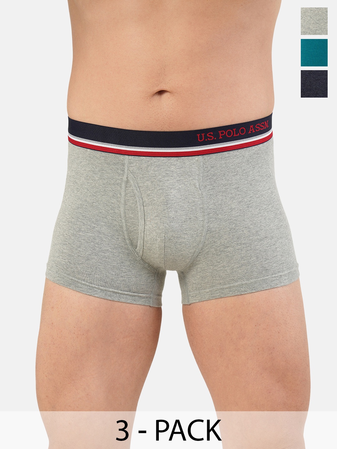 

U.S. Polo Assn. Pack of 3 Trunks 19484926-1-15823114-1, Grey melange