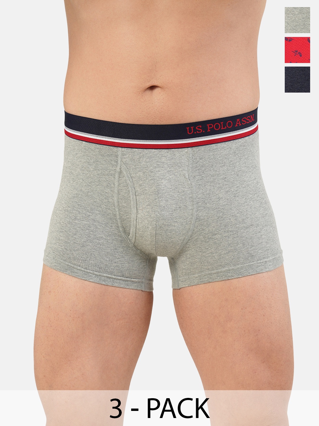 

U.S. Polo Assn. Pack of 3 Trunks 15823114-1-20416328-1, Grey melange