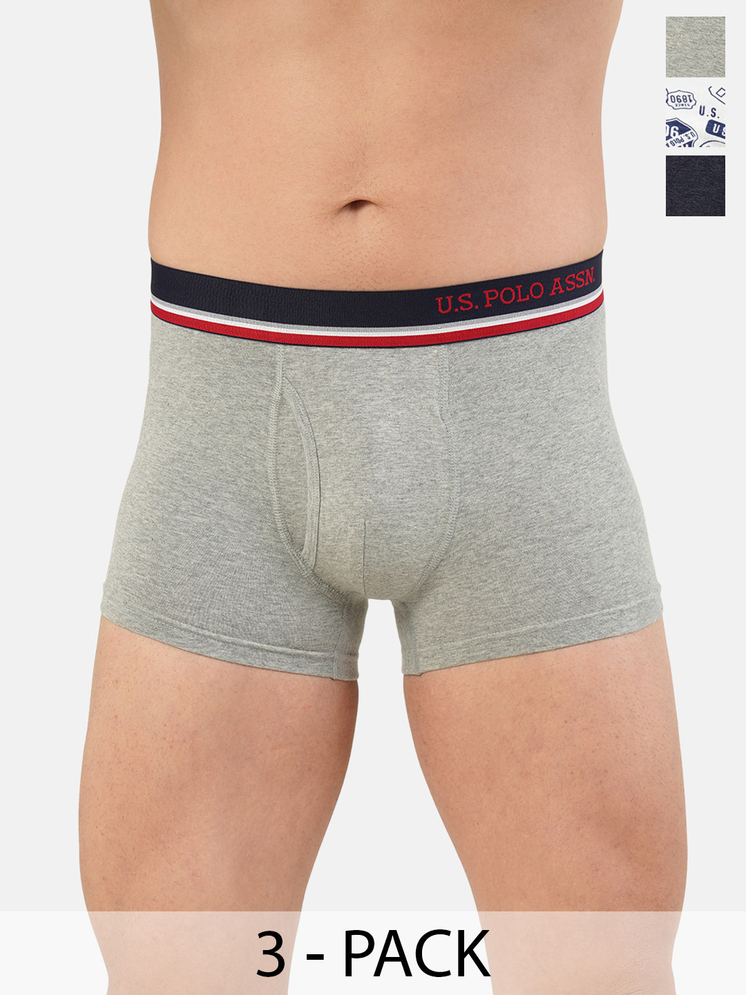 

U.S. Polo Assn. Pack of 3 Trunks 15823114-1-20416334-1, Grey melange