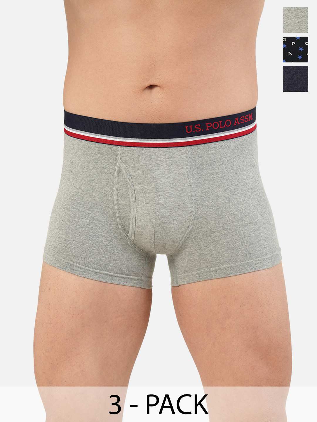 

U.S. Polo Assn. Pack of 3 Trunks 20416336-1-15823114-1, Grey melange