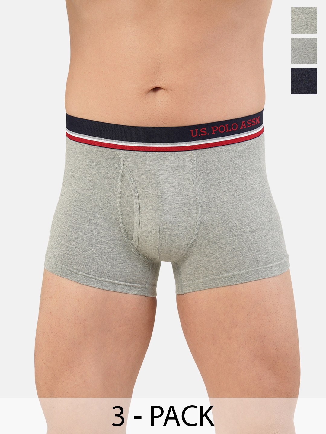 

U.S. Polo Assn. Pack of 3 Trunks 20649930-1-15823114-1, Grey melange