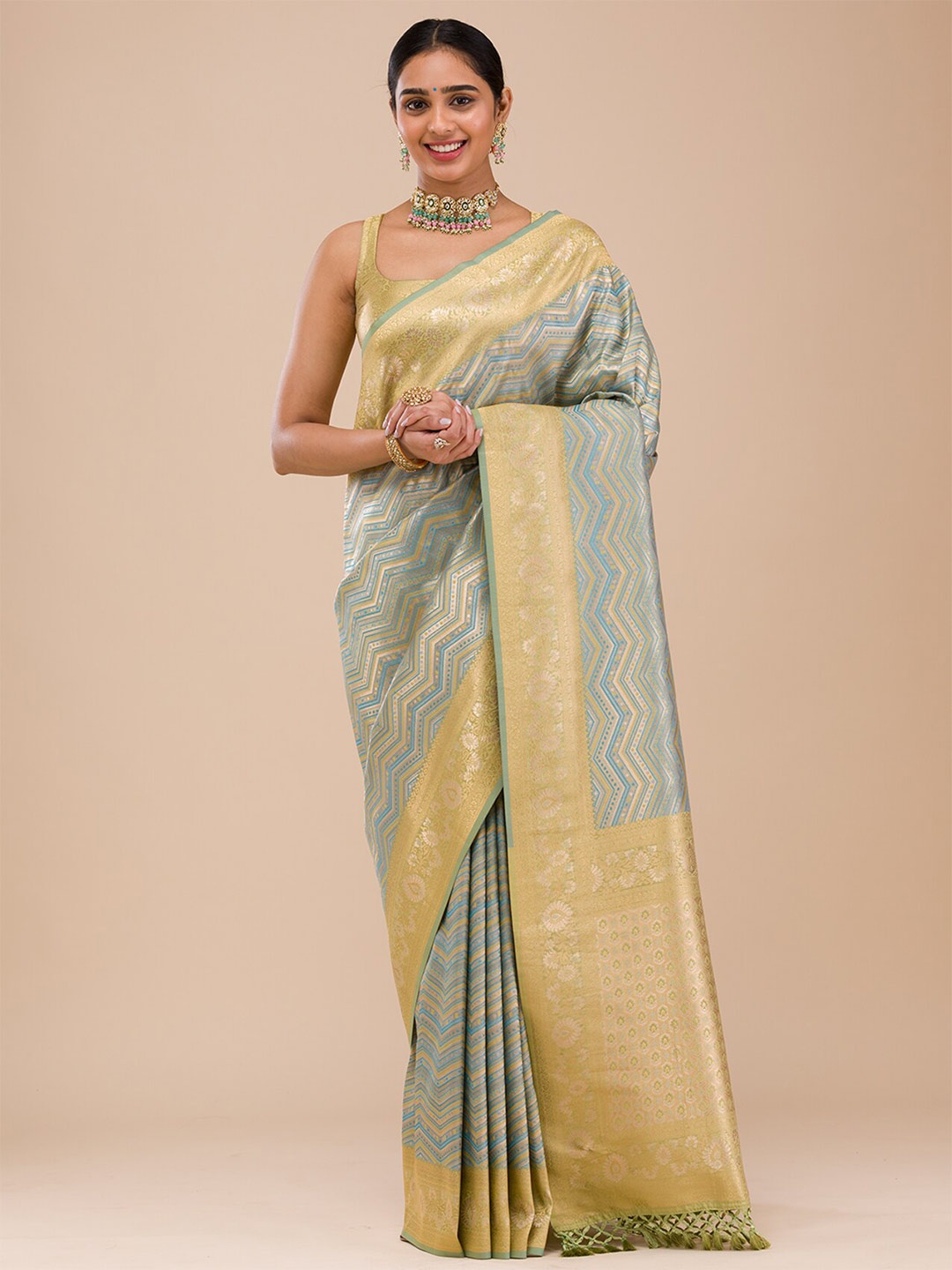 

Koskii Woven Design Zari Saree, Blue