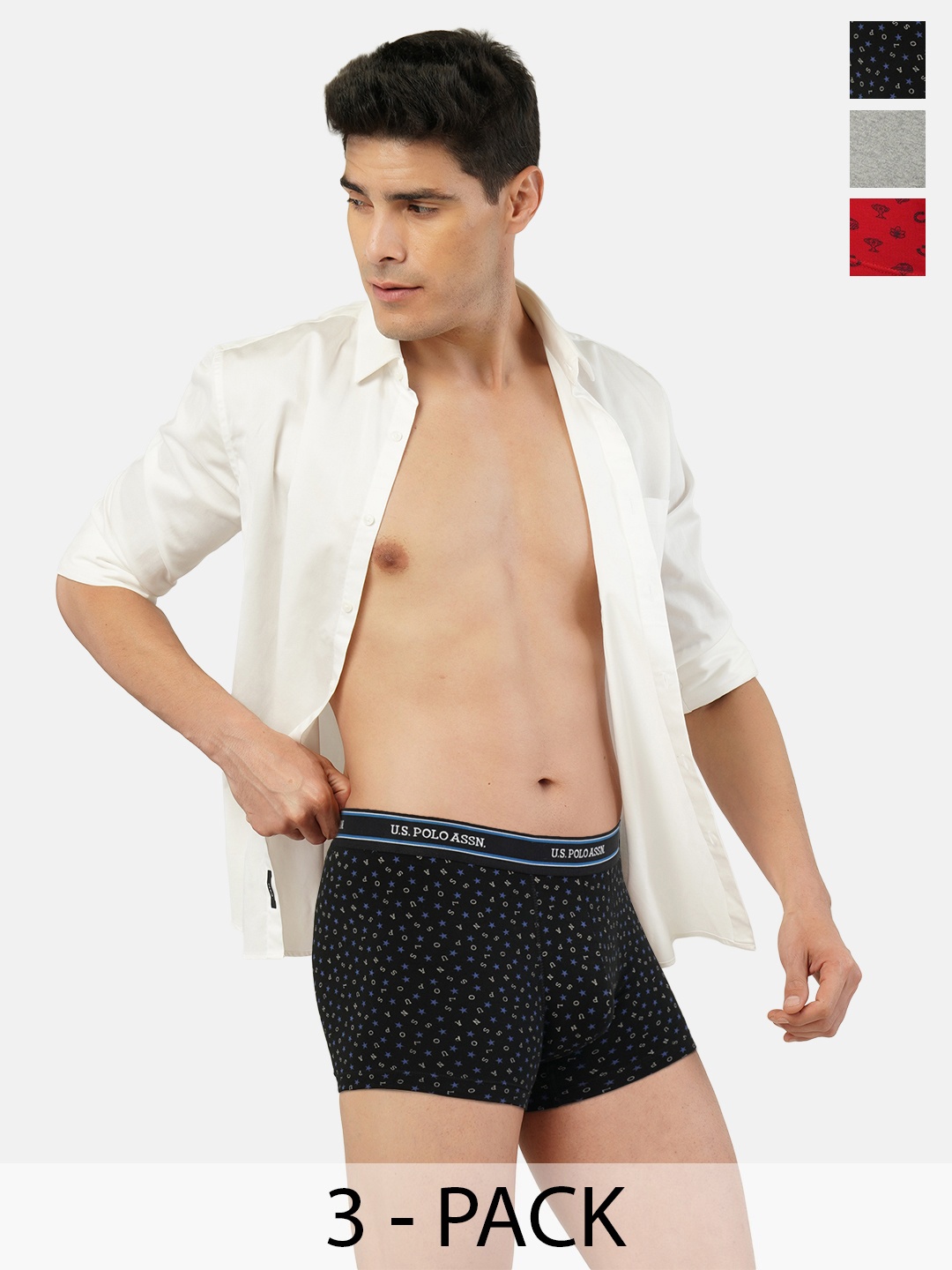 

U.S. Polo Assn. Pack Of 3 Printed Trunks, Red