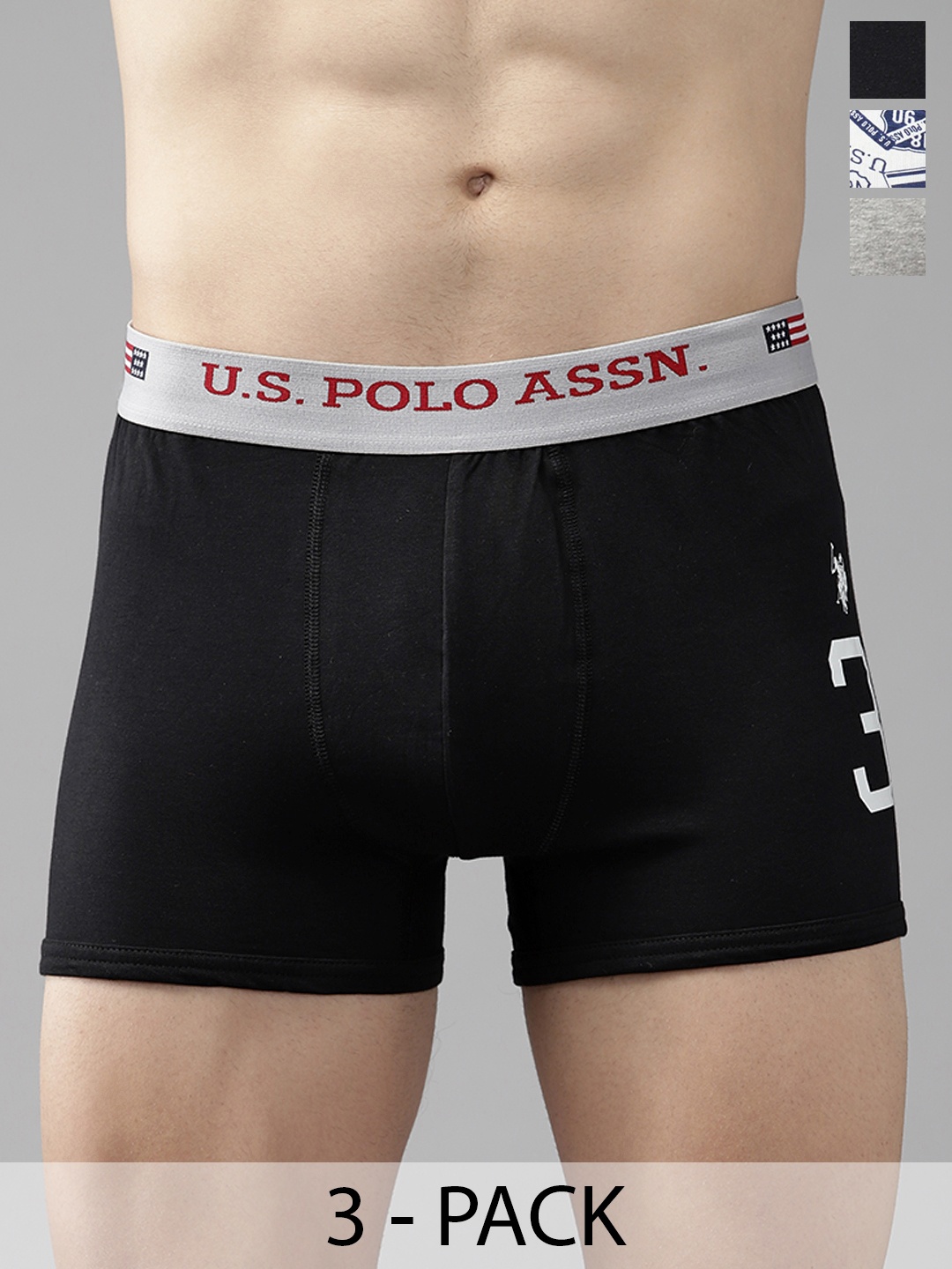 

U.S. Polo Assn. Pack Of 3 Printed Trunks 15823122-1-20416334-1, Grey melange