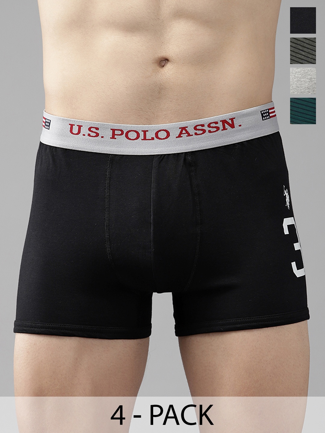 

U.S. Polo Assn.Pack Of 4 Mid-Rise Trunk 15823122-1-21275906, Grey