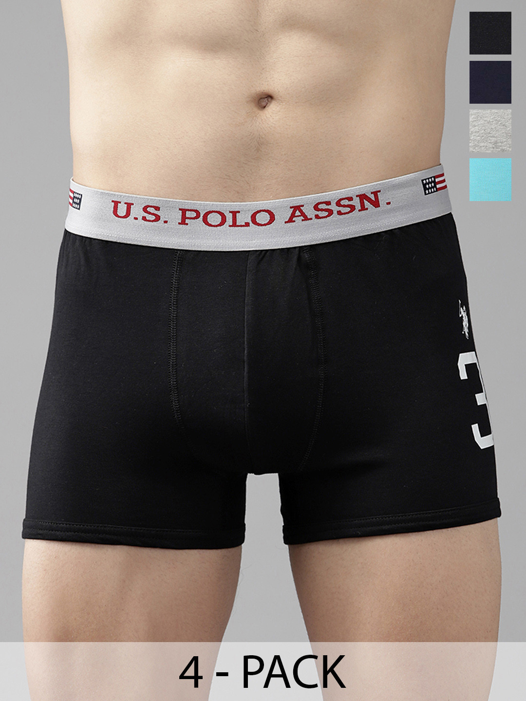 

U.S. Polo Assn.Pack Of 4 Mid-Rise Trunk 21275912-1-15823122, Grey melange