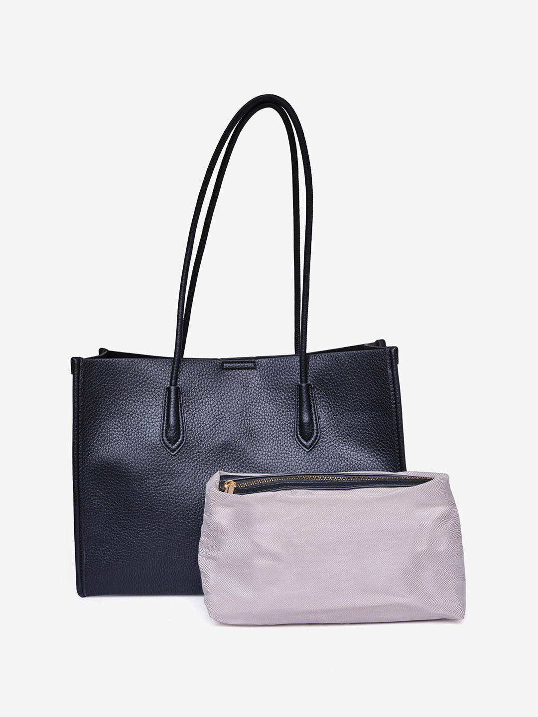 

AND Textured Oversized Structured Tote Bag, Black