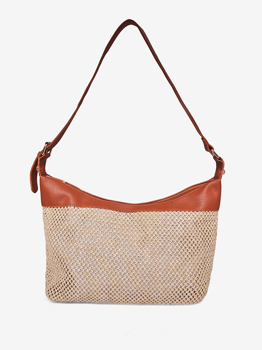

AND Textured Structured Jute Shoulder Bag, Tan
