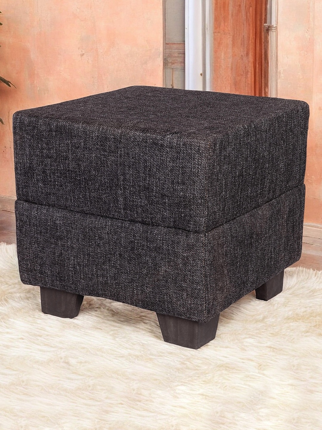 

Ikiriya Charcoal Grey Iris Wooden Square Ottoman Pouffe