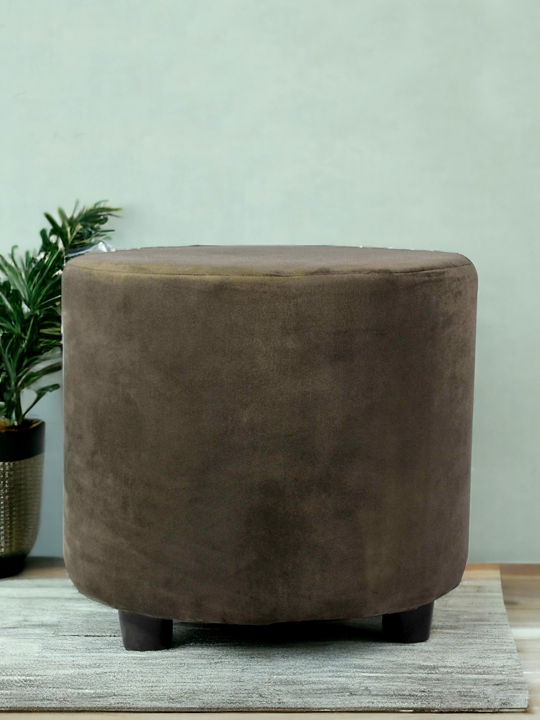 

Ikiriya Grey Lisbon Wooden Cylindrical Pouffe Ottoman