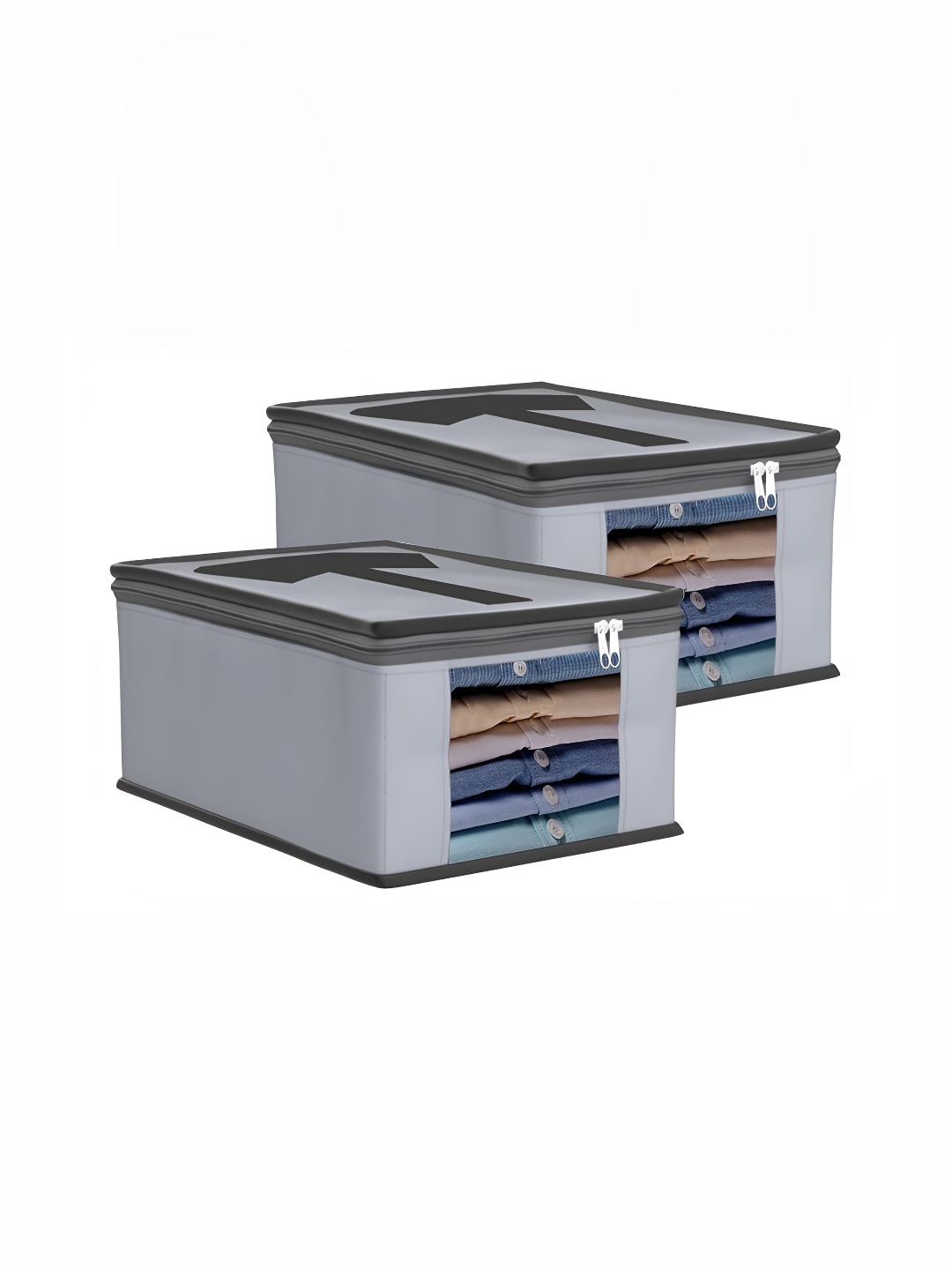 

atorakushon Grey 2 Pieces Clothes Storage Bags Wardrobe Organisers