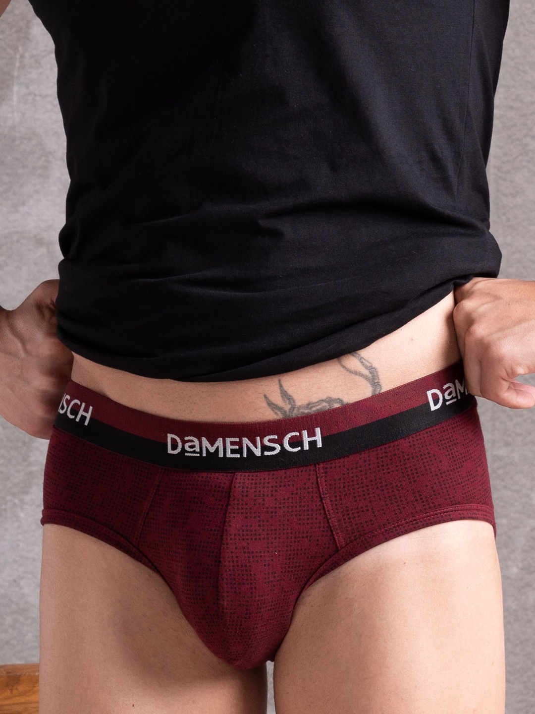 

DAMENSCH Men Printed Basic Briefs BR1050-PIXMAR, Maroon