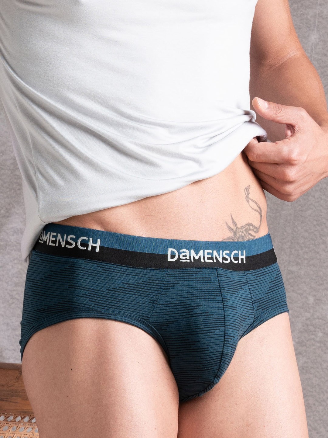 

DAMENSCH Men Printed Basic Briefs BR1050-WVYBLU, Blue