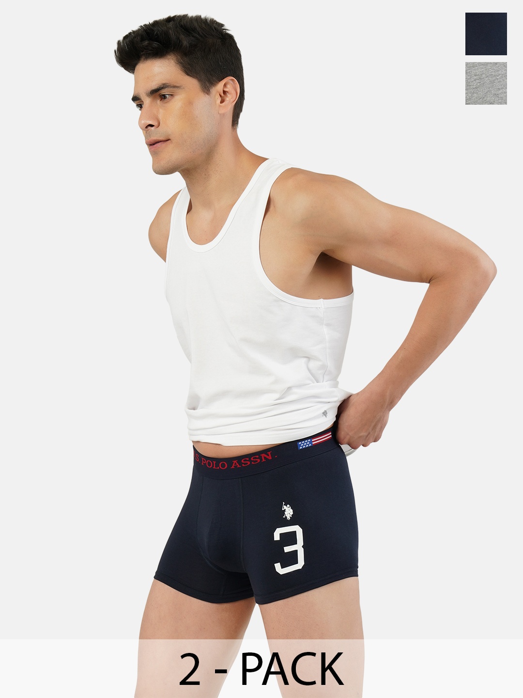 

U.S. Polo Assn. Pack of 2 Cotton Trunks 19484914-1-19484920-1, Navy blue