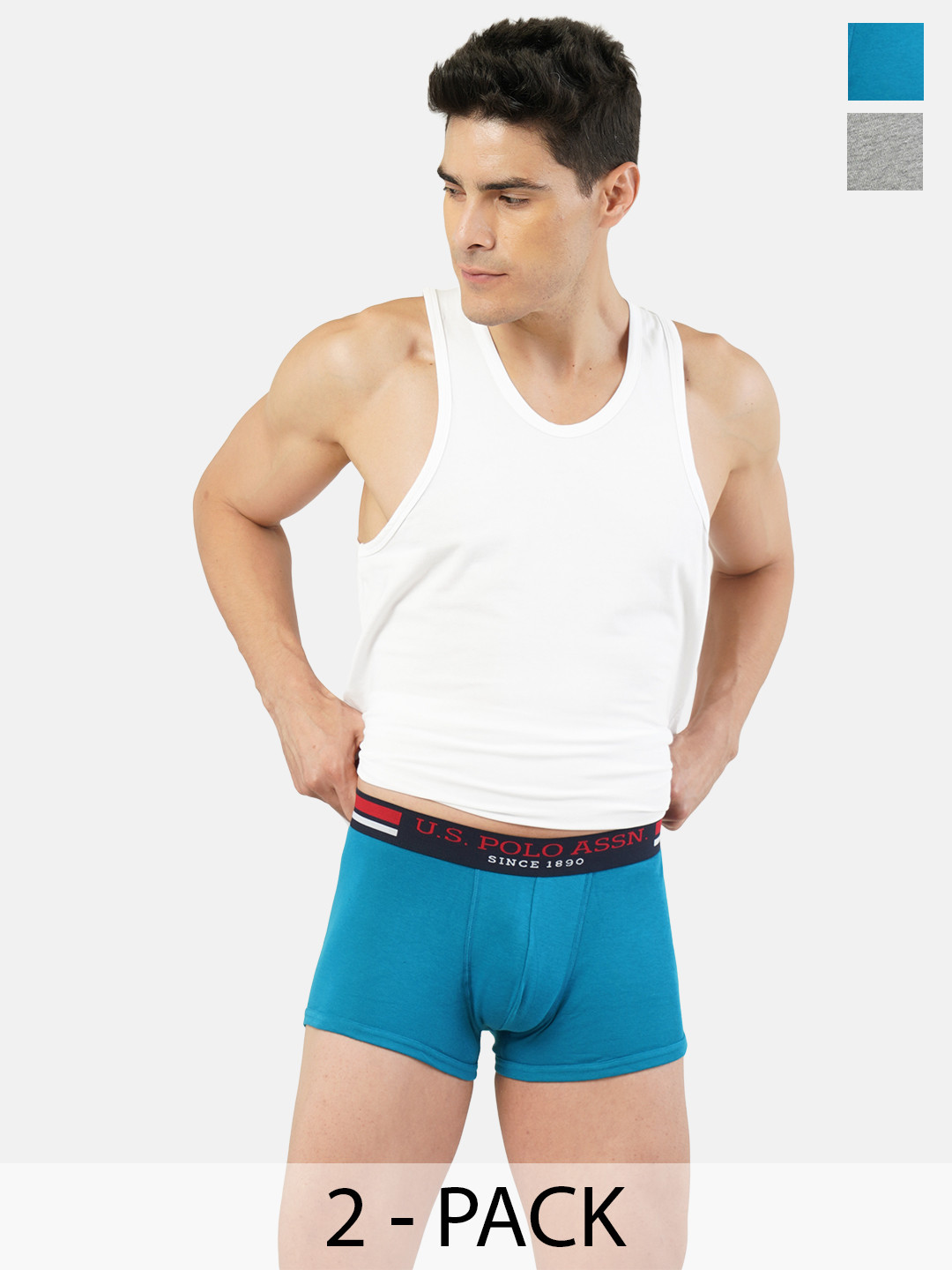 

U.S. Polo Assn. Pack of 2 Cotton Trunks 19484922-1-19484914-1, Blue