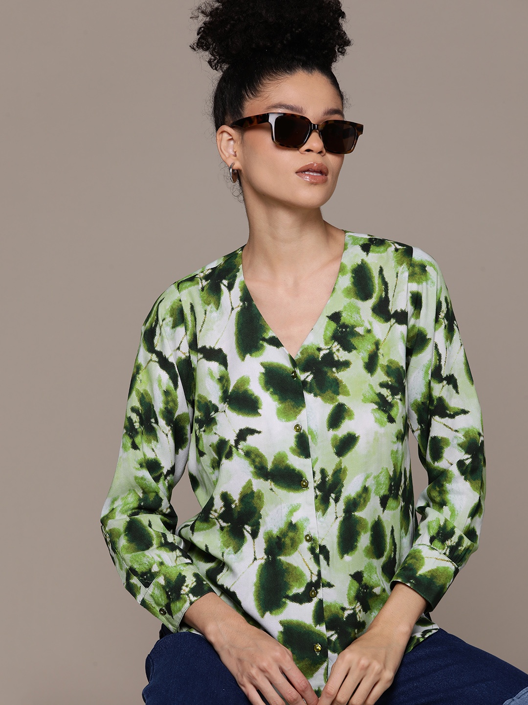 

Roadster Printed Casual Shirt, Green