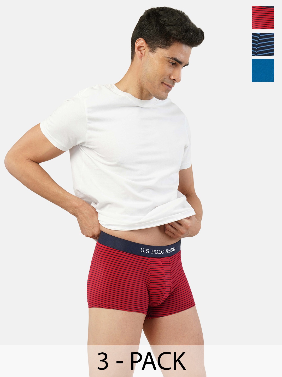 

U.S. Polo Assn. Pack Of 3 Outer Elastic Trunks, Red