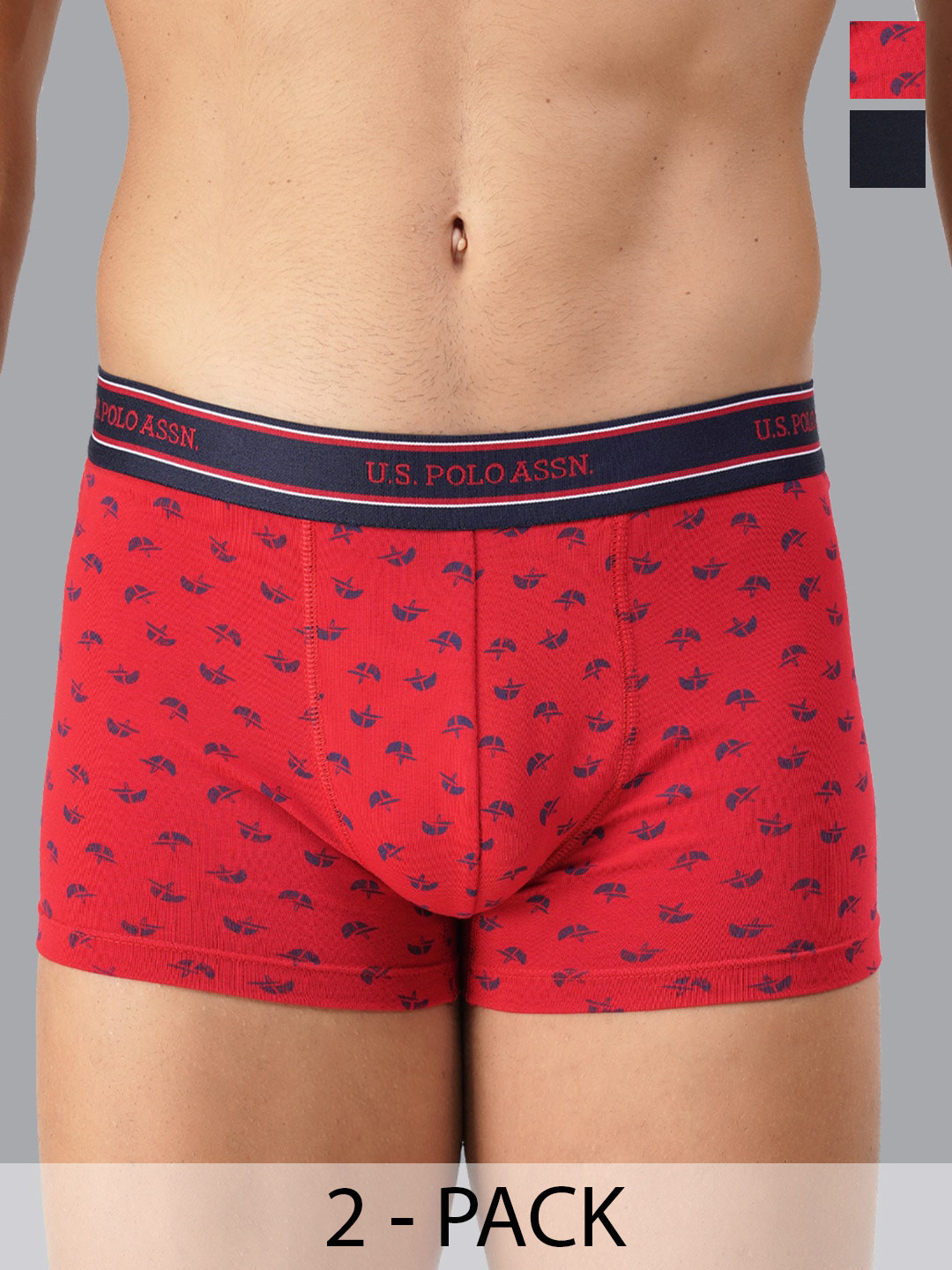 

U.S. Polo Assn. Pack of 2 Cotton Trunks 19484920-1-20416328-1, Red