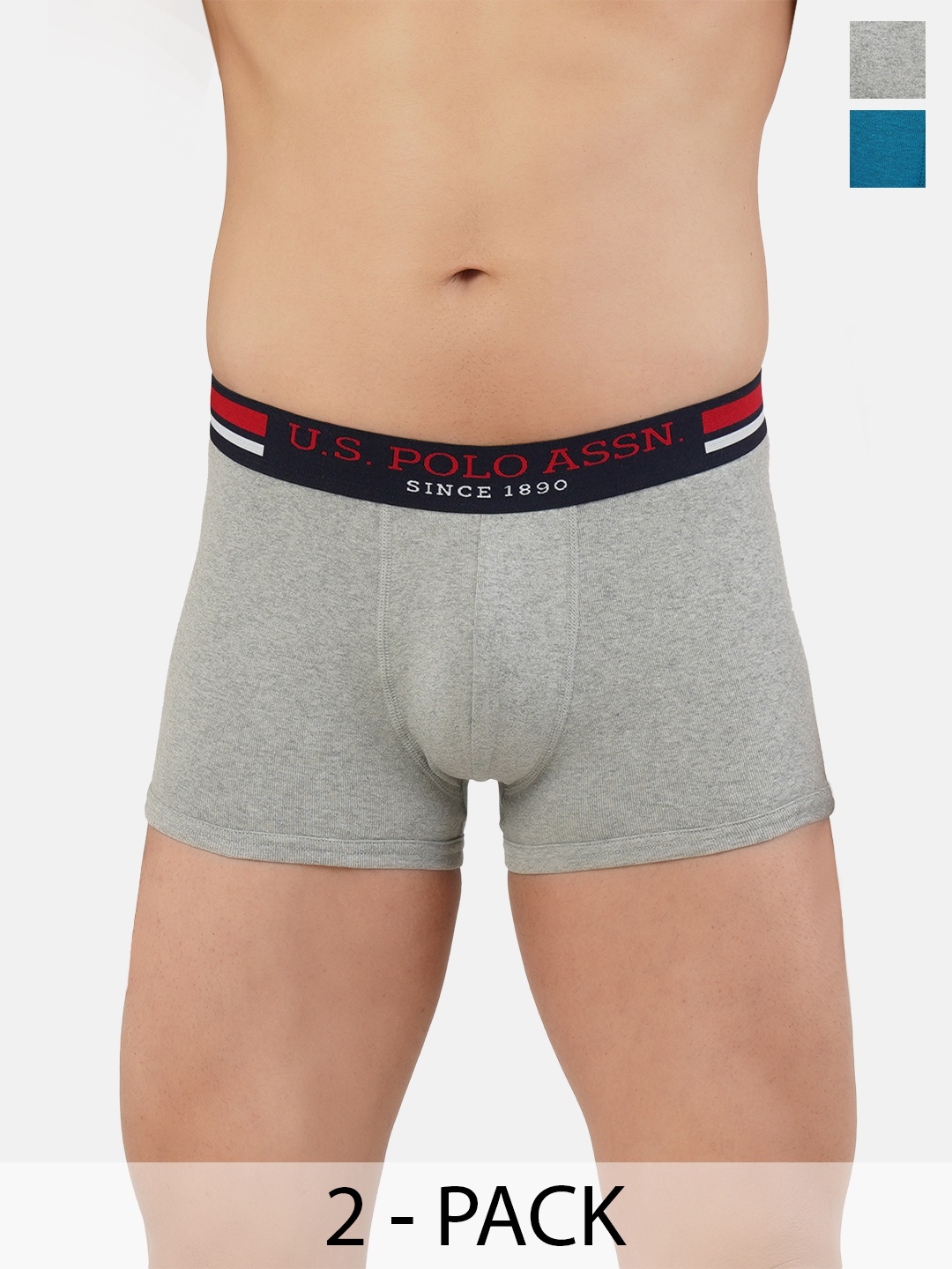 

U.S. Polo Assn. Pack of 2 Cotton Trunks 20649930-1-19484922-1, Grey melange