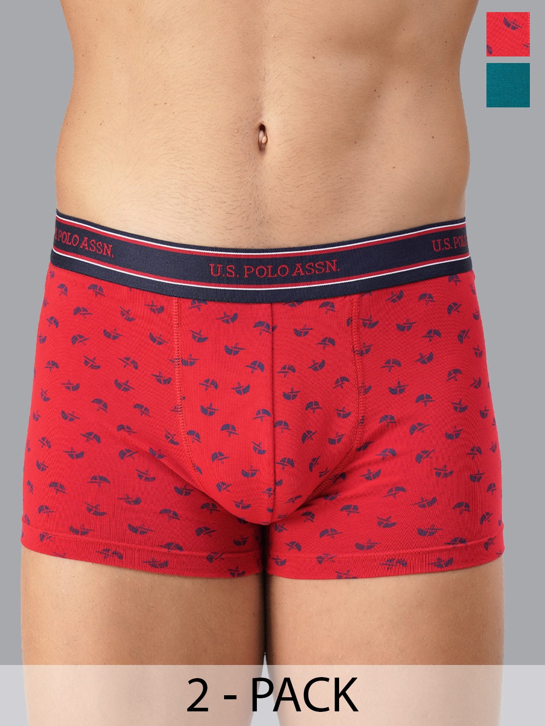 

U.S. Polo Assn. Pack of 2 Cotton Trunks 19484926-1-20416328-1, Red