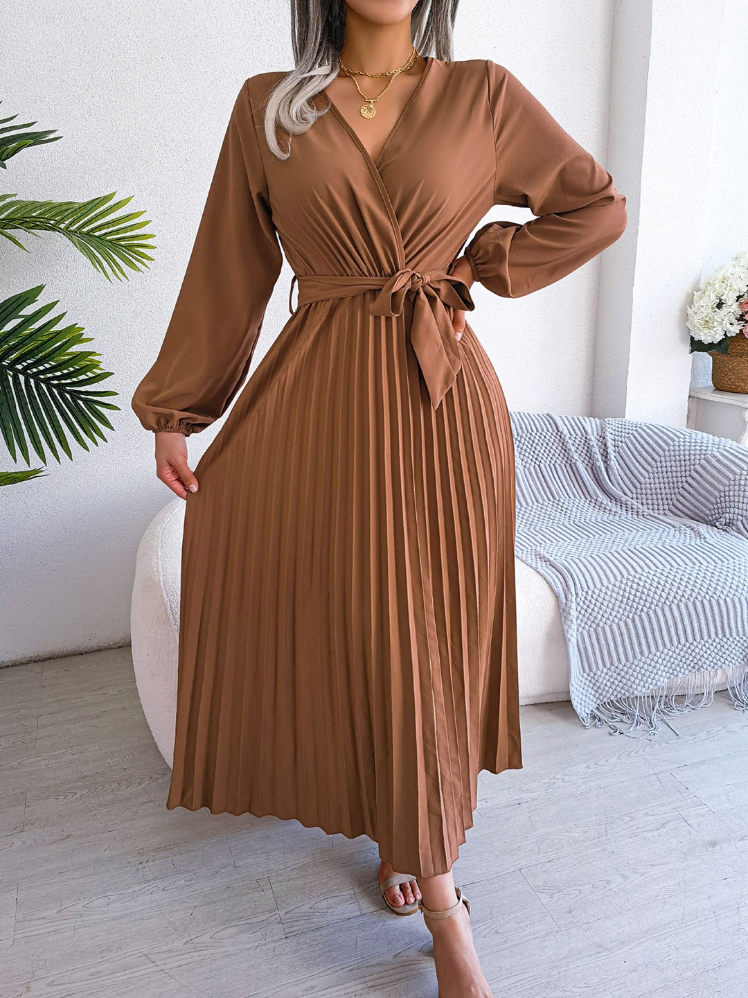 

all about you Fit & Flare Maxi Dress, Coffee brown