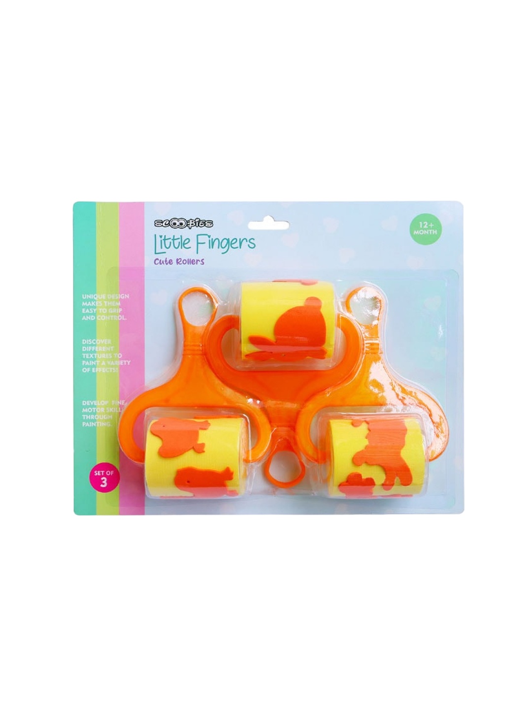 

SCOOBIES Kids Set of 3 Wooden Animal Rollers, Red