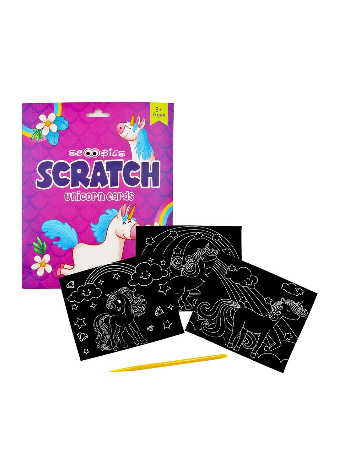 

SCOOBIES Kids Unicorn Theme With Activity Sheet Scratch Card Sets, Black