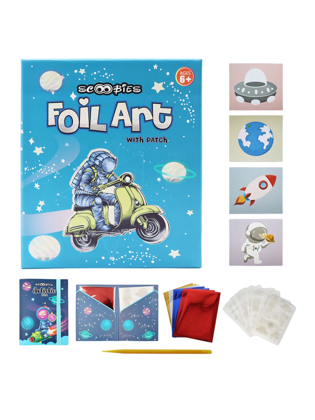

SCOOBIES Kids Foil Art Set Magically Transfer To Space, Blue