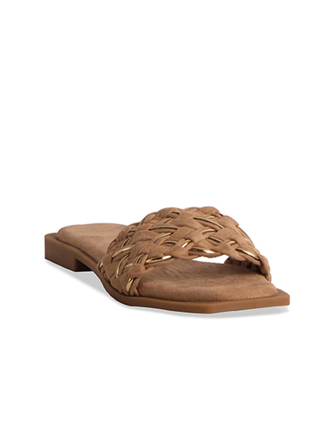 

ERIDANI Textured Open Toe Flats, Beige