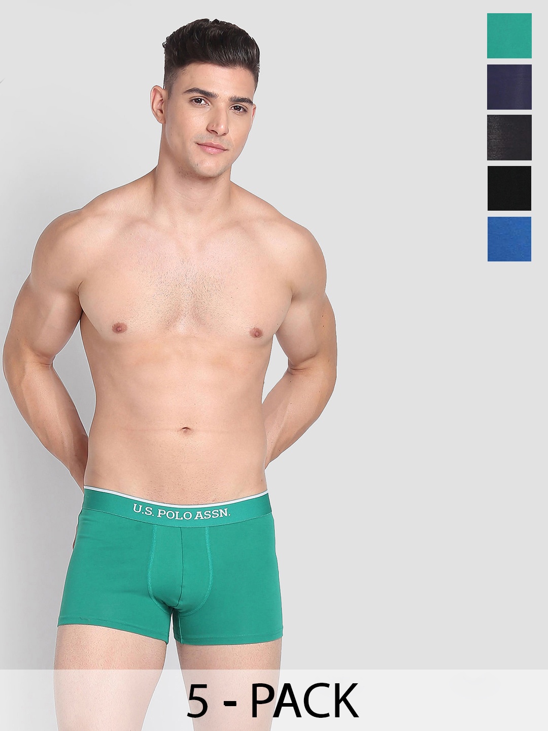 

U.S. Polo Assn. Pack Of 5 Outer Elastic Trunks, Green