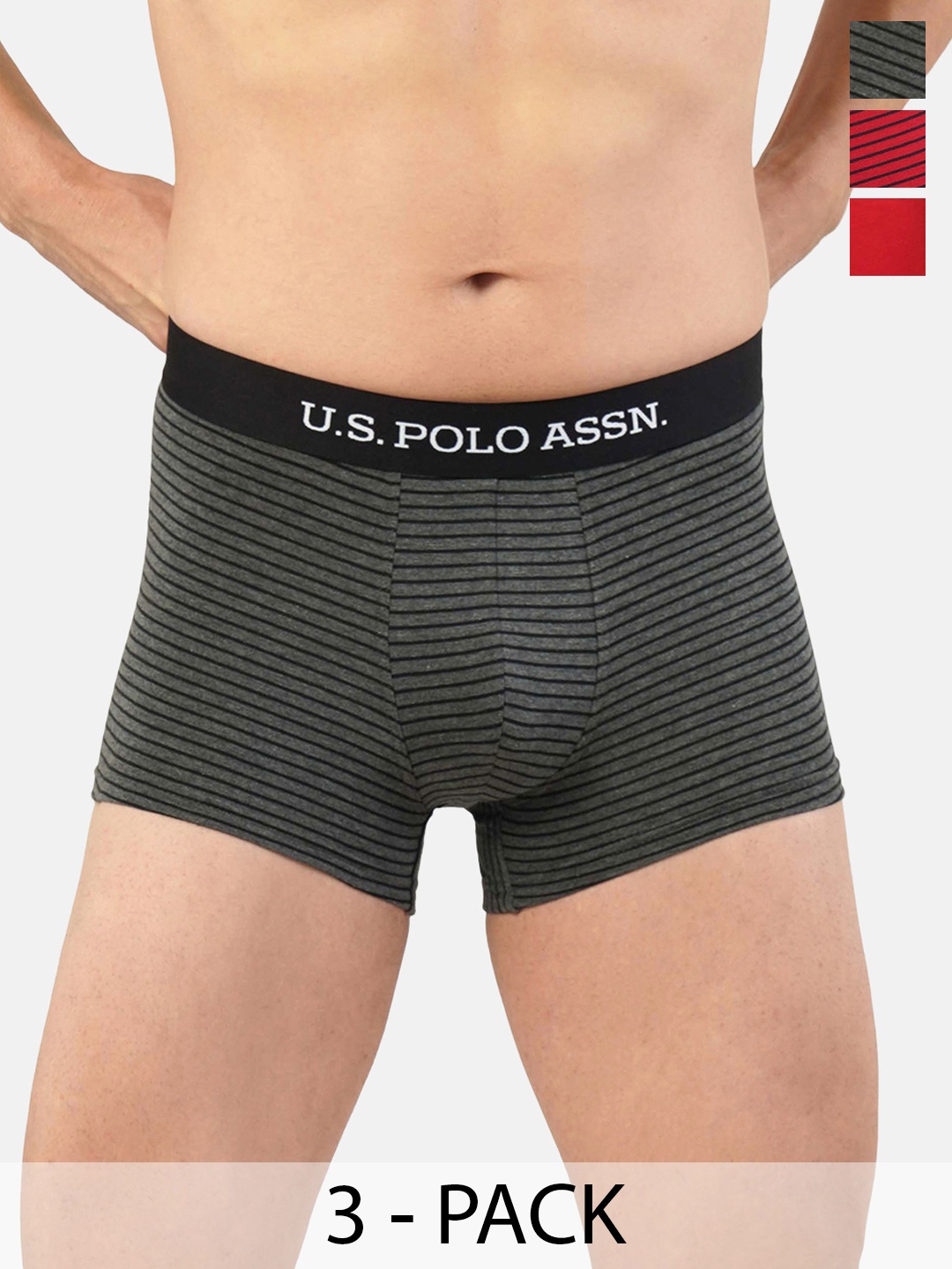 

U.S. Polo Assn. Pack Of 3 Outer Elastic Trunk 21275950-1-21275946-1, Grey