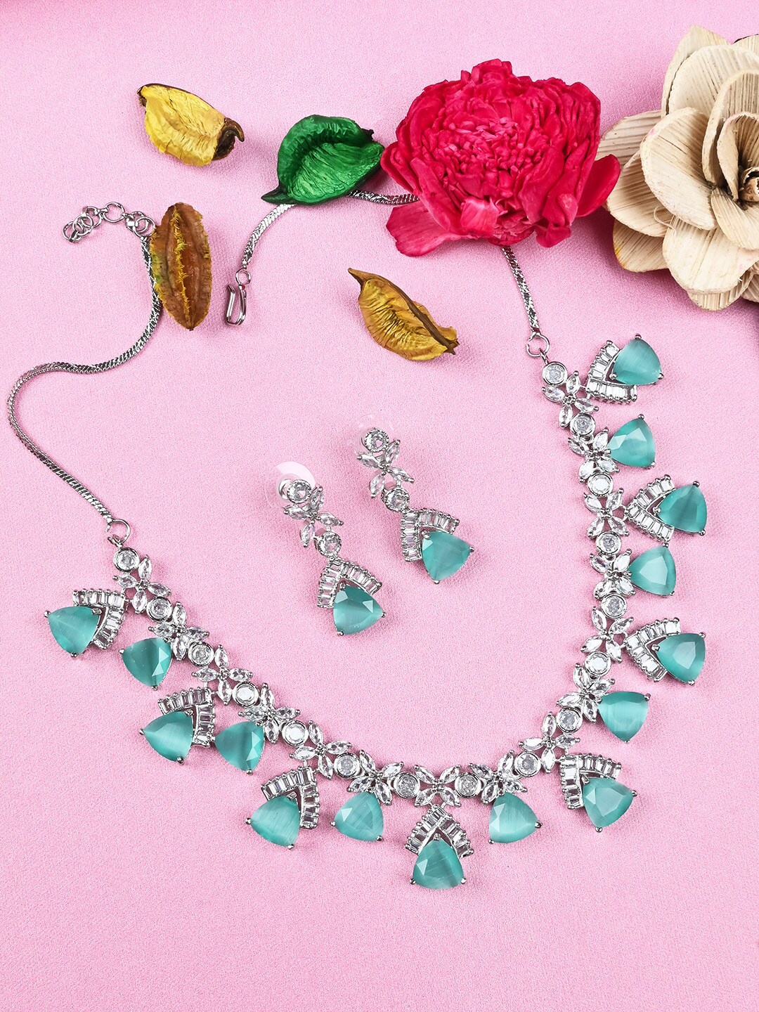 

StileAdda Silver-Plated CZ & AD-Studded Jewellery Set