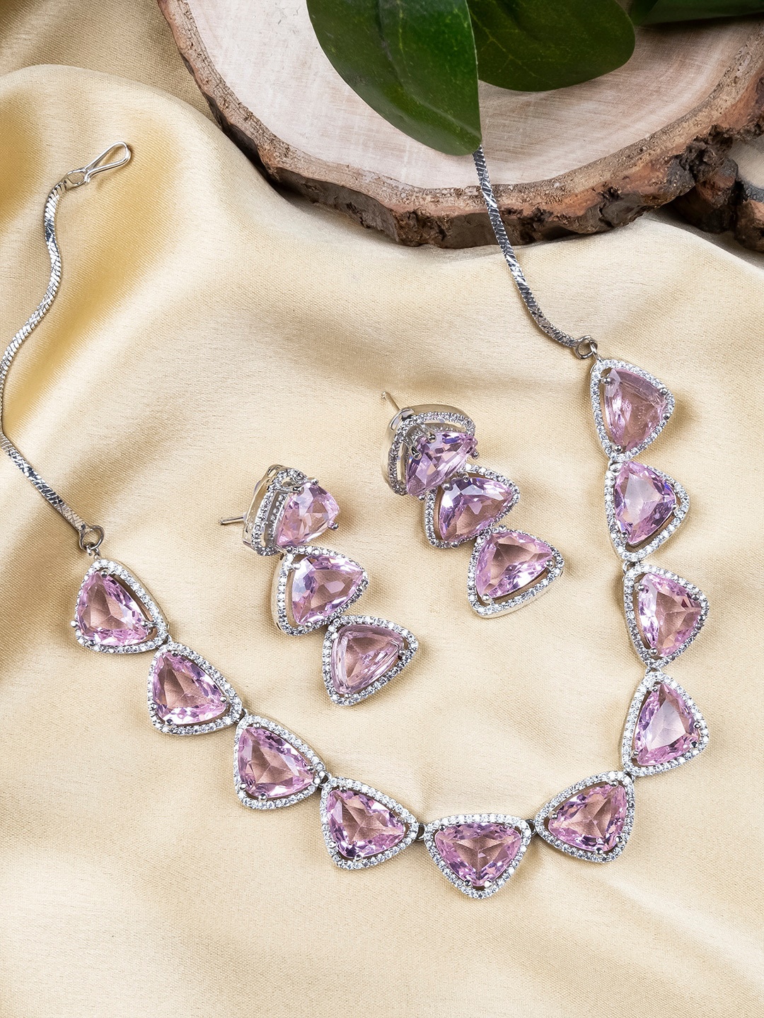 

StileAdda Silver-Plated CZ-Studded Jewellery Set
