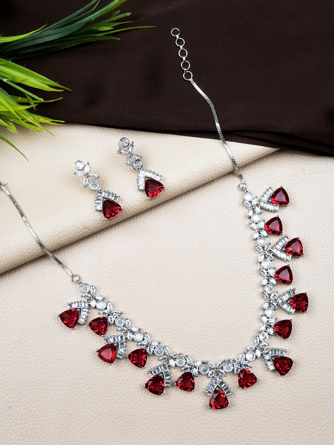 

StileAdda Silver-Plated CZ & AD-Studded Jewellery Set