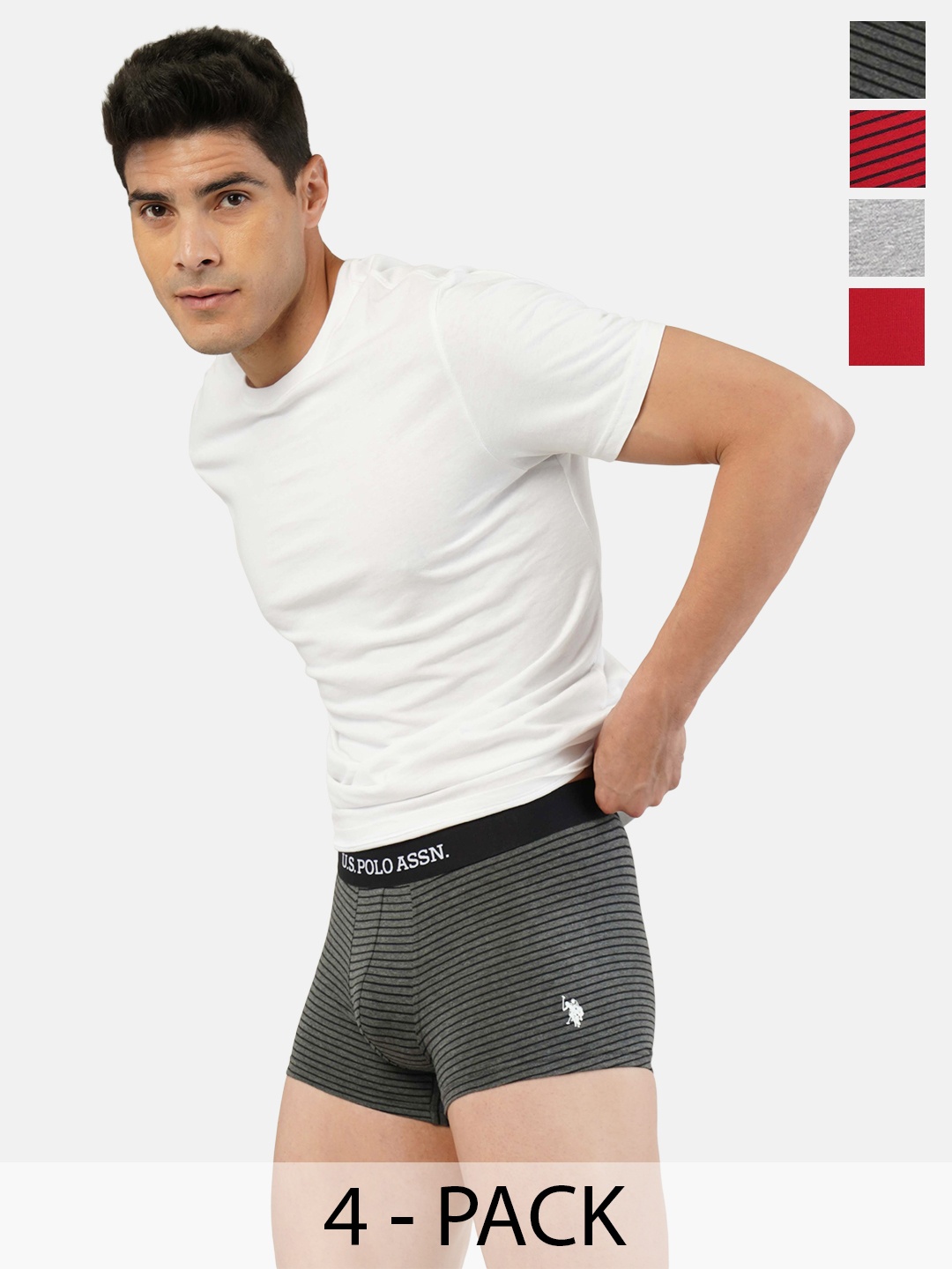 

U.S. Polo Assn. Pack Of 4 Outer Elastic Trunk 22461588-1-21275950-1, Grey