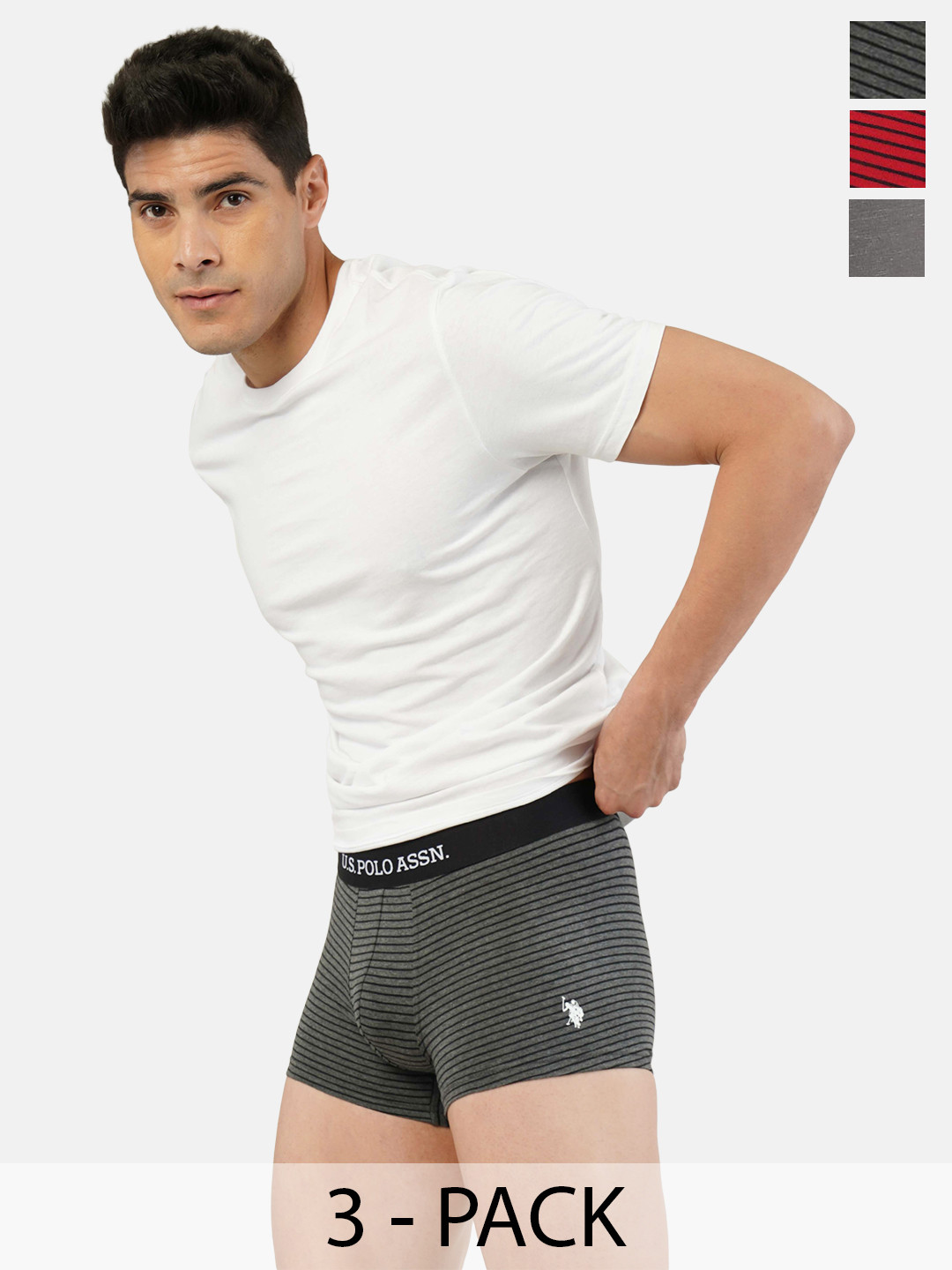 

U.S. Polo Assn. Pack Of 3 Outer Elastic Trunk 23011952-1-21275950-1, Grey