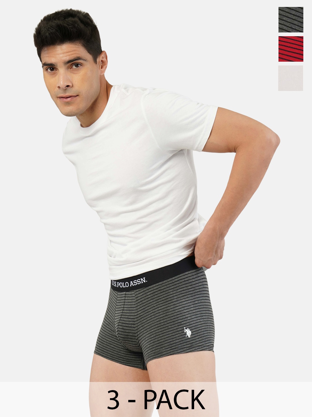 

U.S. Polo Assn. Pack Of 3 Outer Elastic Trunk 23011964-1-21275950-1, Grey