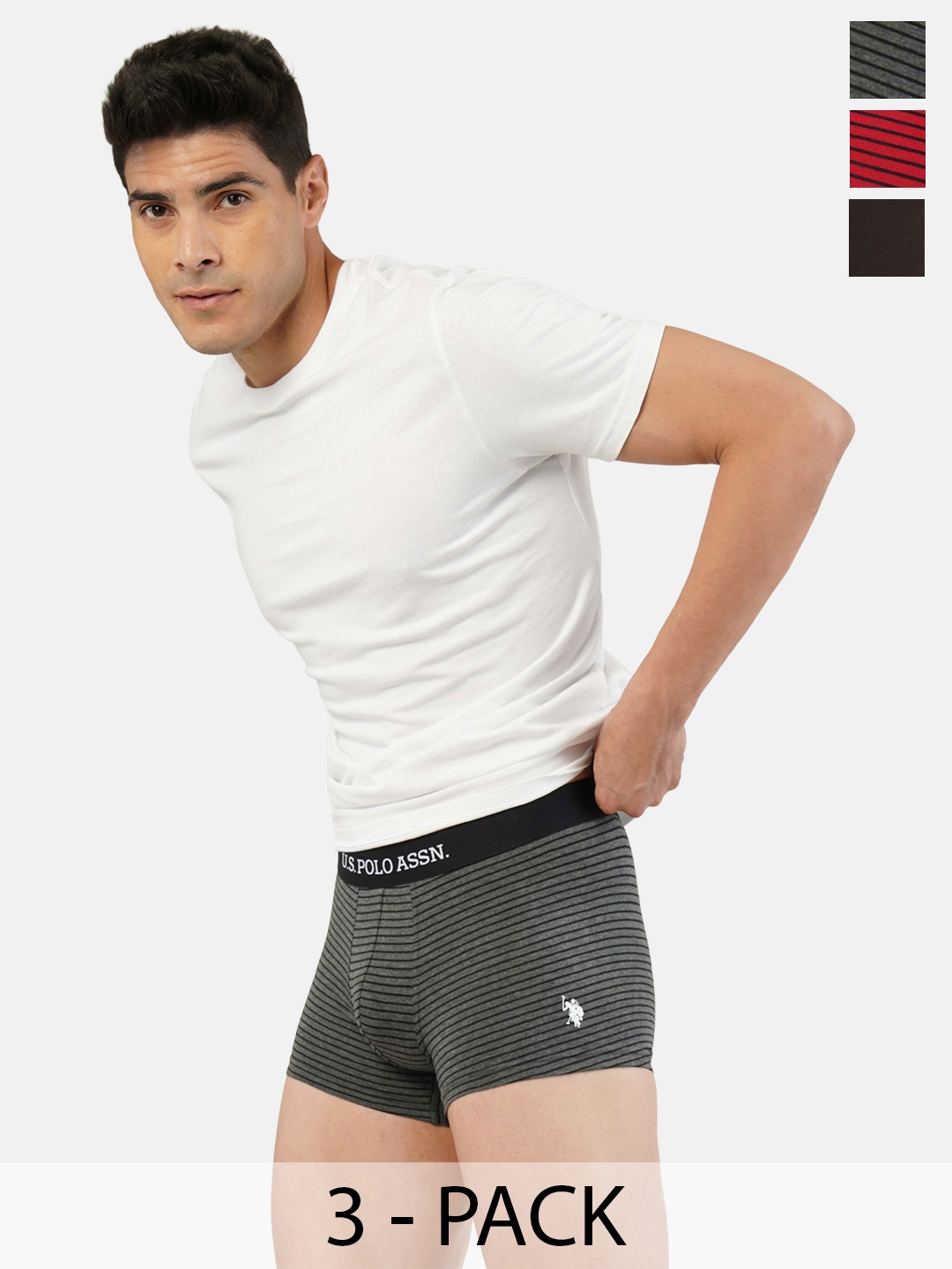 

U.S. Polo Assn. Pack Of 3 Outer Elastic Trunk 23011974-1-21275950-1, Grey