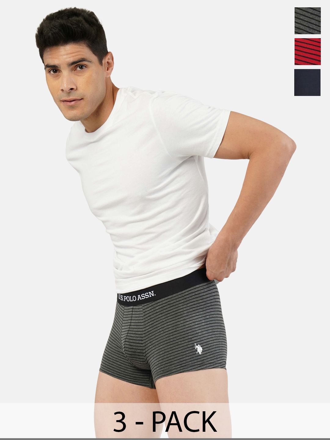 

U.S. Polo Assn. Pack Of 3 Outer Elastic Trunk 23749112-1-21275950-1, Grey