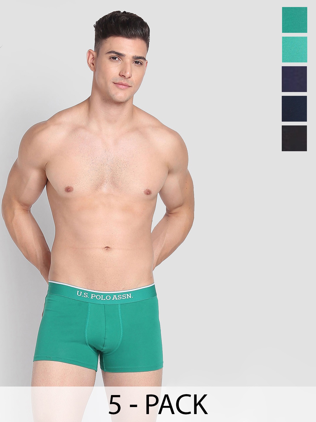 

U.S. Polo Assn. Pack Of 5 Outer Elastic Trunk 22461584-1-25049738-1, Green