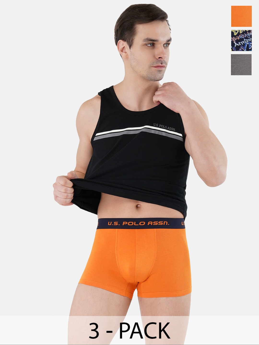 

U.S. Polo Assn. Pack Of 3 Outer Elastic Trunk 22461586-1-23011952-1, Orange