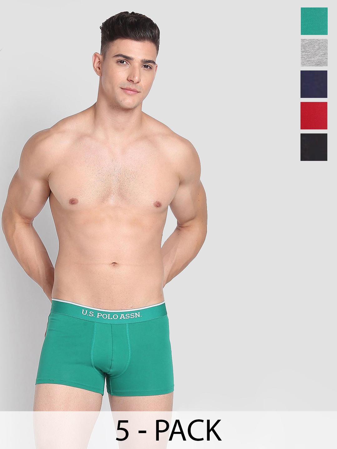 

U.S. Polo Assn. Pack Of 5 Outer Elastic Trunk 25049738-1-22461588-1, Green