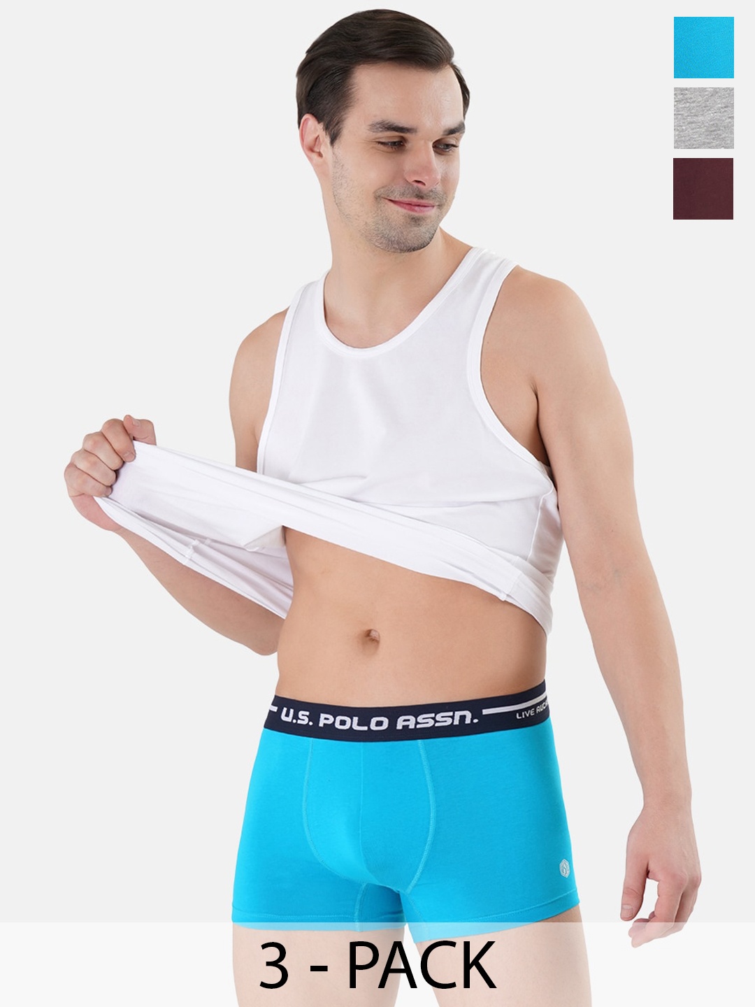 

U.S. Polo Assn. Pack Of 3 Outer Elastic Trunk 23011956-1-22461594-1, Blue