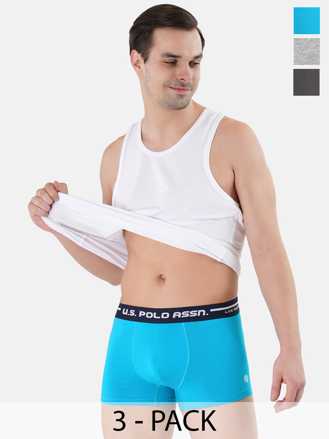 

U.S. Polo Assn. Pack Of 3 Outer Elastic Trunk 22461594-1-23011968-1, Blue