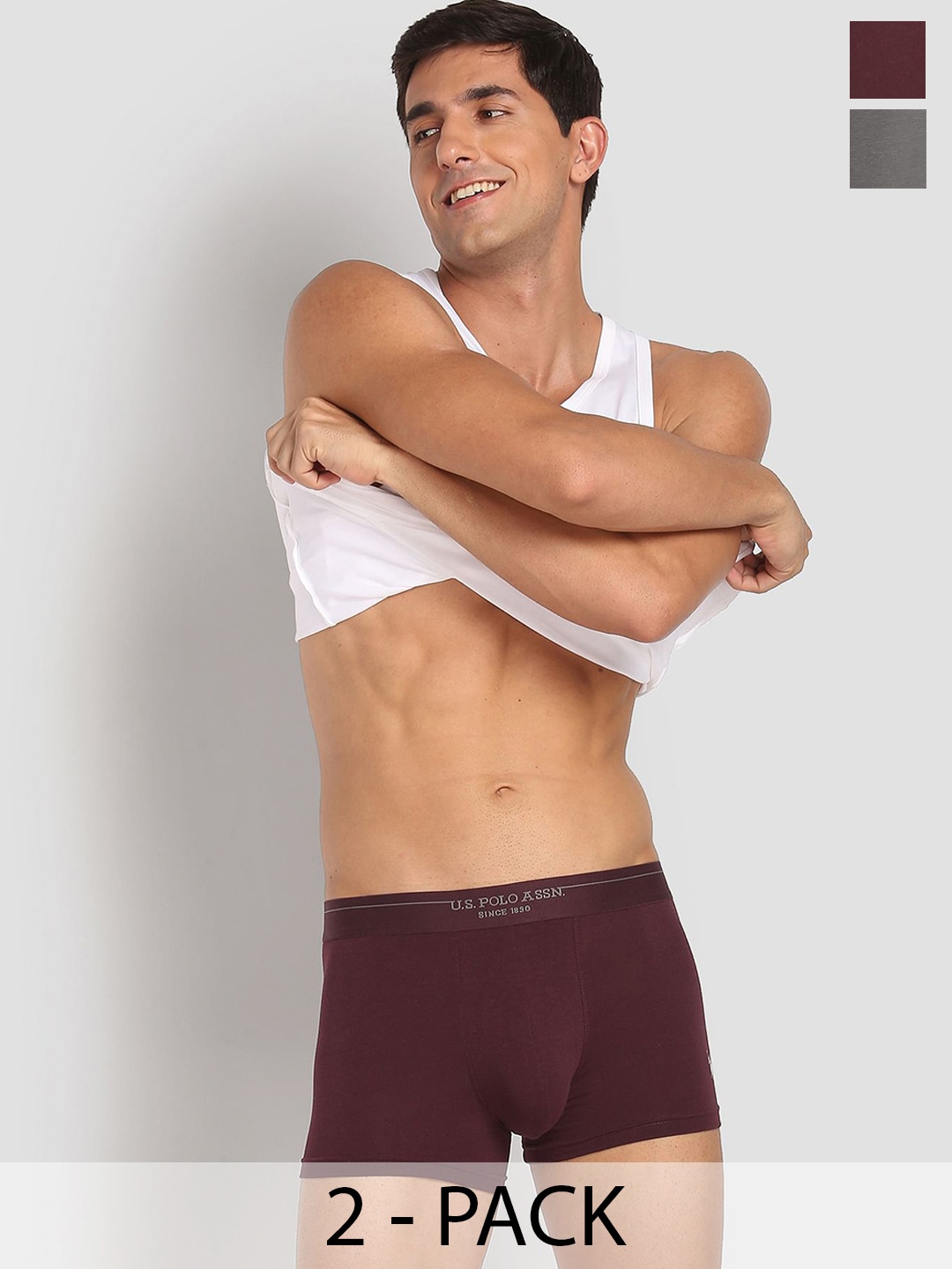 

U.S. Polo Assn. Pack Of 2 Outer Elastic Trunk 23011956-1-23011952-1, Maroon