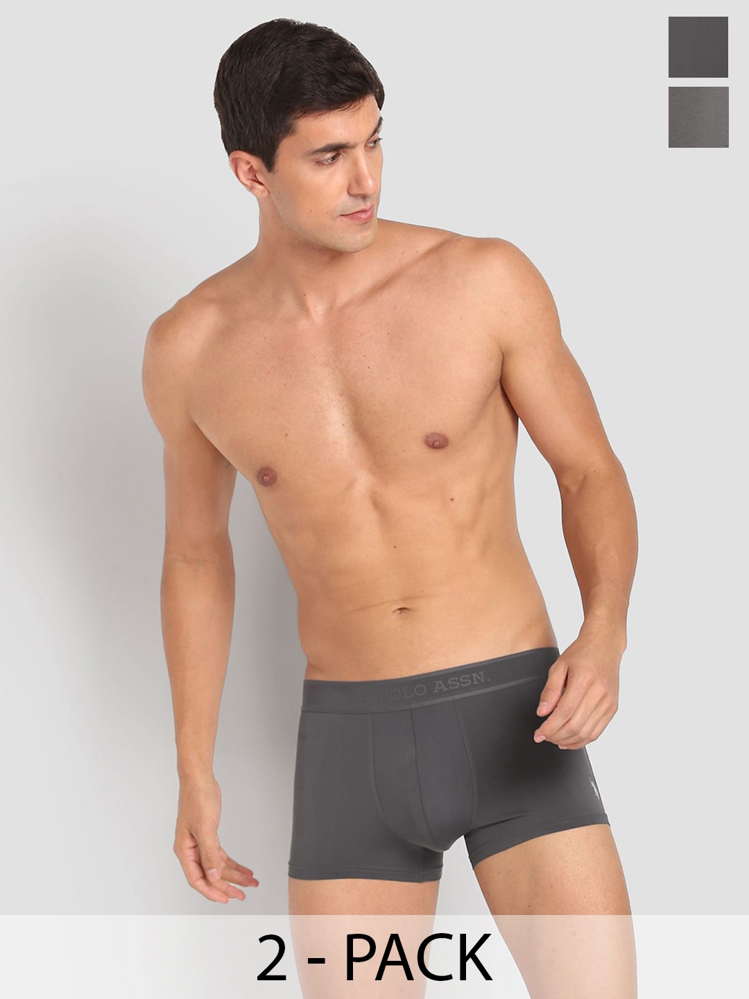 

U.S. Polo Assn. Pack Of 2 Outer Elastic Trunk 23011968-1-23011952-1, Grey